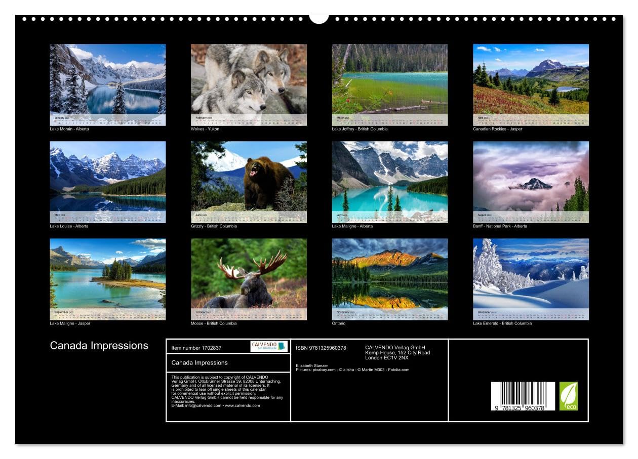 Canada Impressions (hochwertiger Premium Wandkalender 2025 DIN A2 quer), Kunstdruck in Hochglanz Books