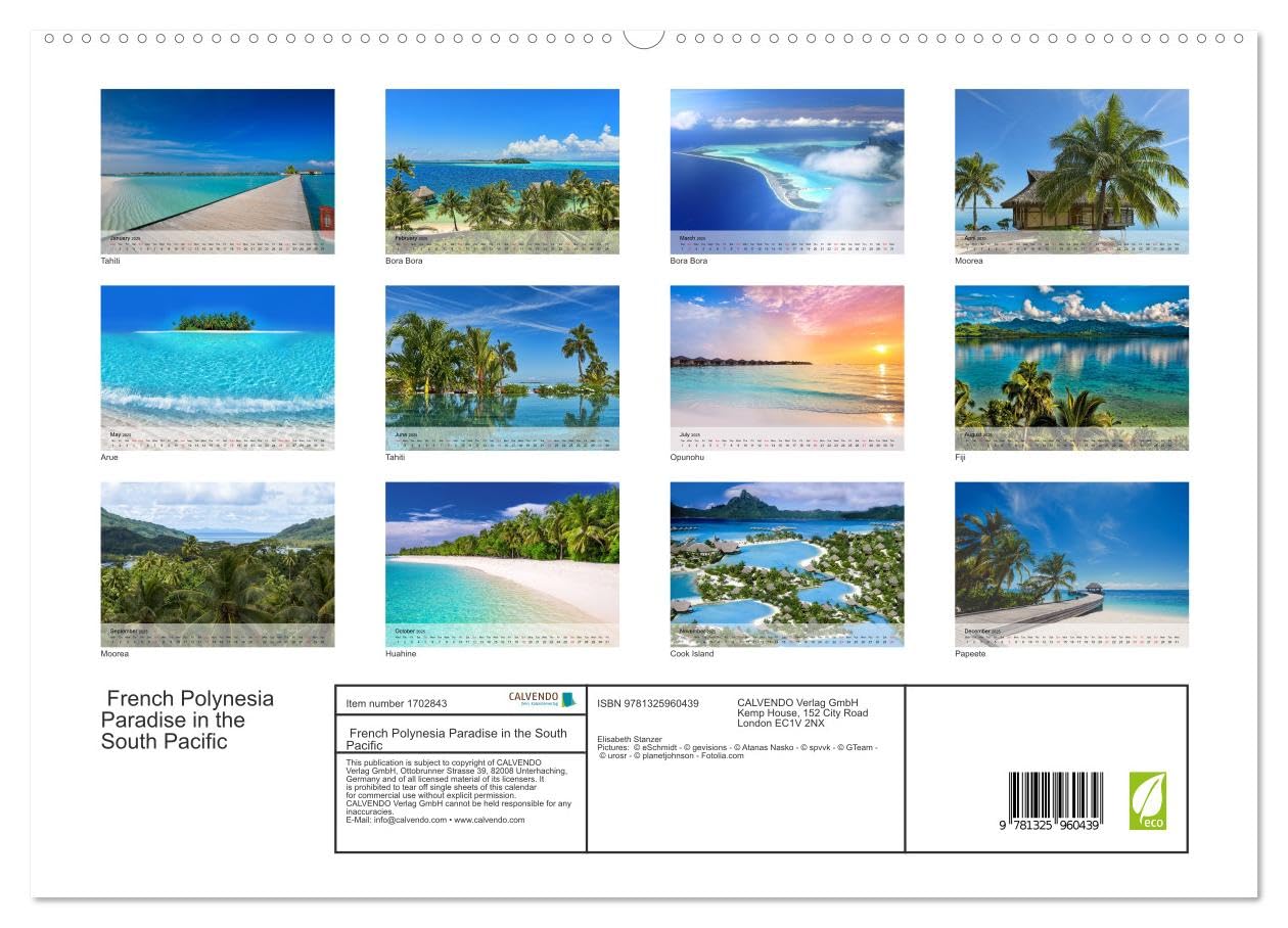 French Polynesia Paradise in the South Pacific (hochwertiger Premium Wandkalender 2025 DIN A2 quer), Kunstdruck in Hochglanz Books