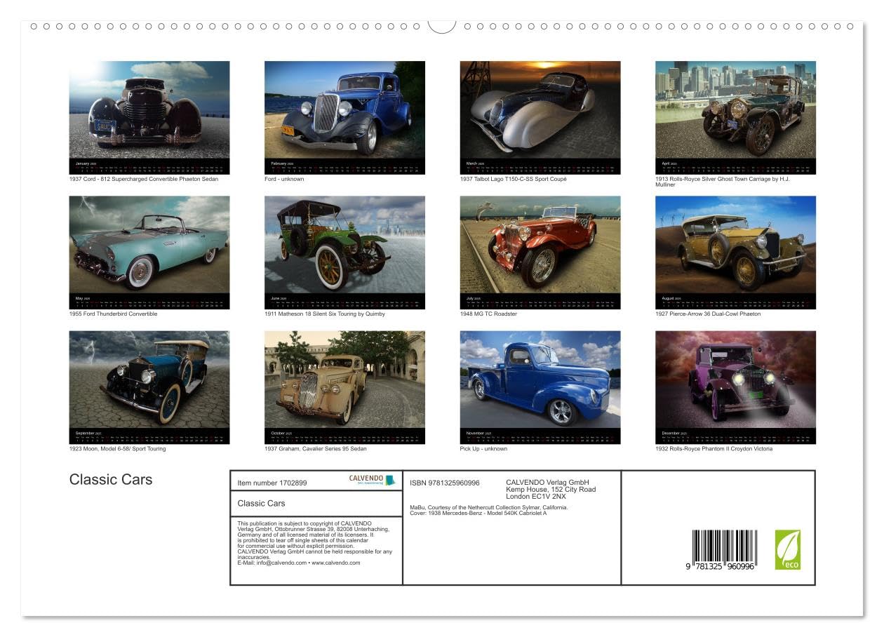 Classic Cars (hochwertiger Premium Wandkalender 2025 DIN A2 quer), Kunstdruck in Hochglanz Books