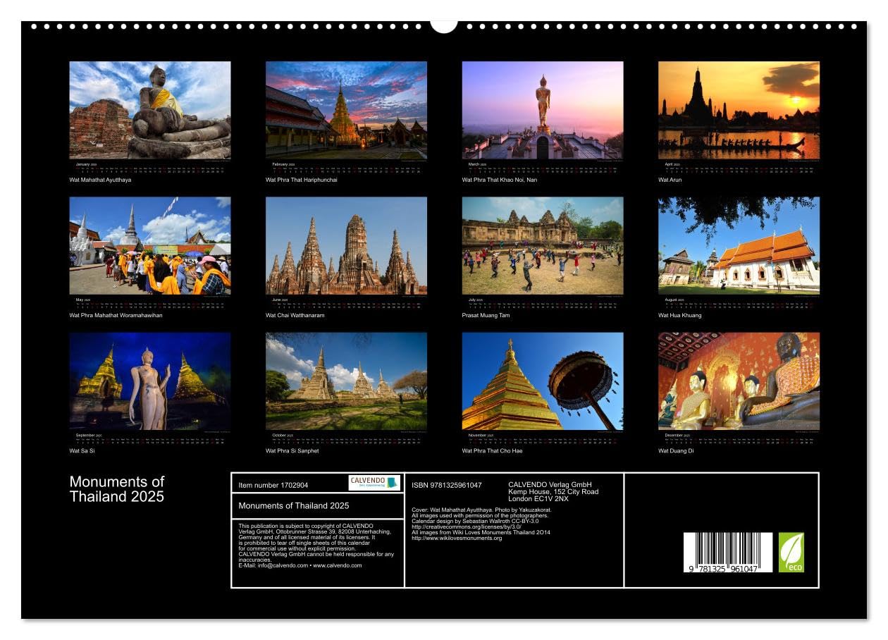 Monuments of Thailand 2025 (hochwertiger Premium Wandkalender 2025 DIN A2 quer), Kunstdruck in Hochglanz Books
