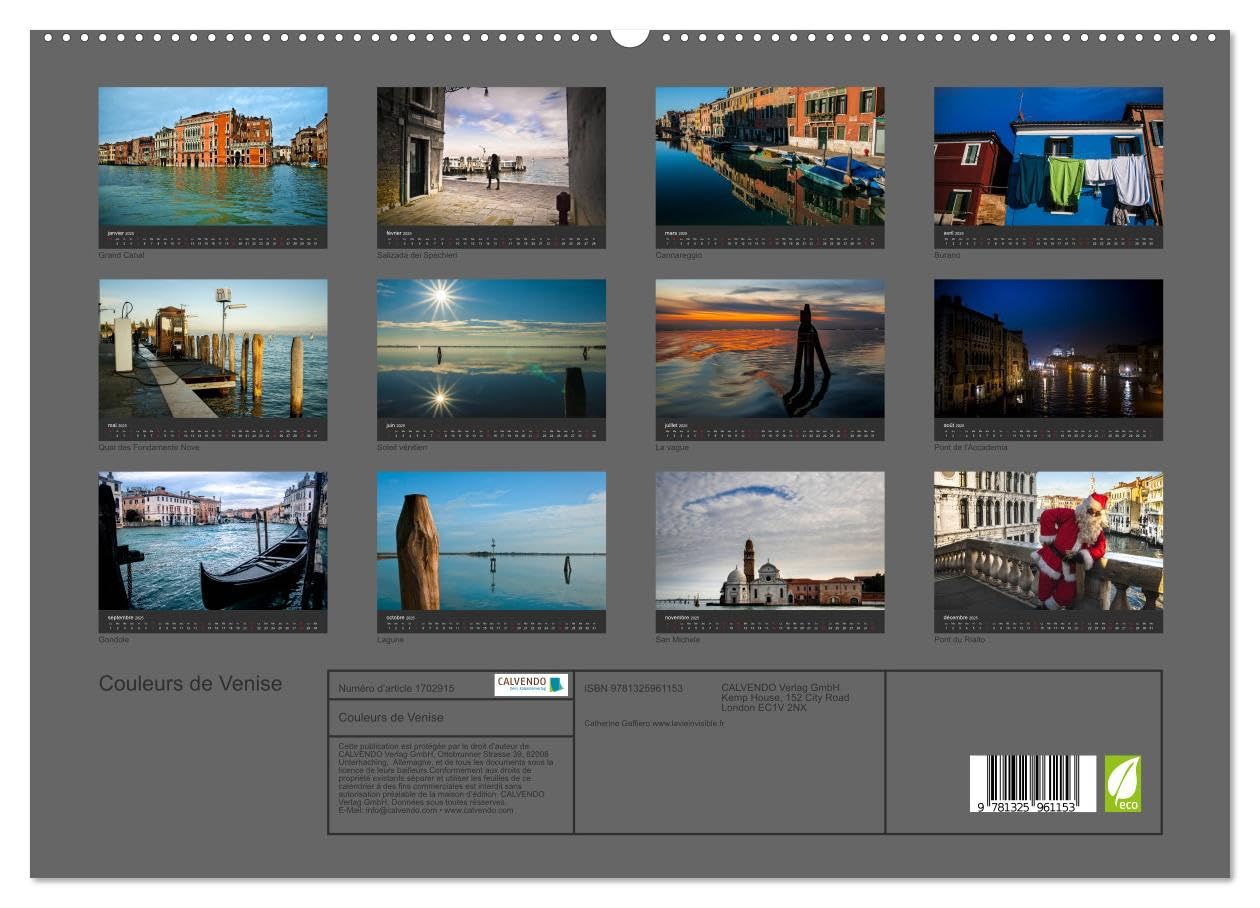 Couleurs de Venise (hochwertiger Premium Wandkalender 2025 DIN A2 quer), Kunstdruck in Hochglanz Books