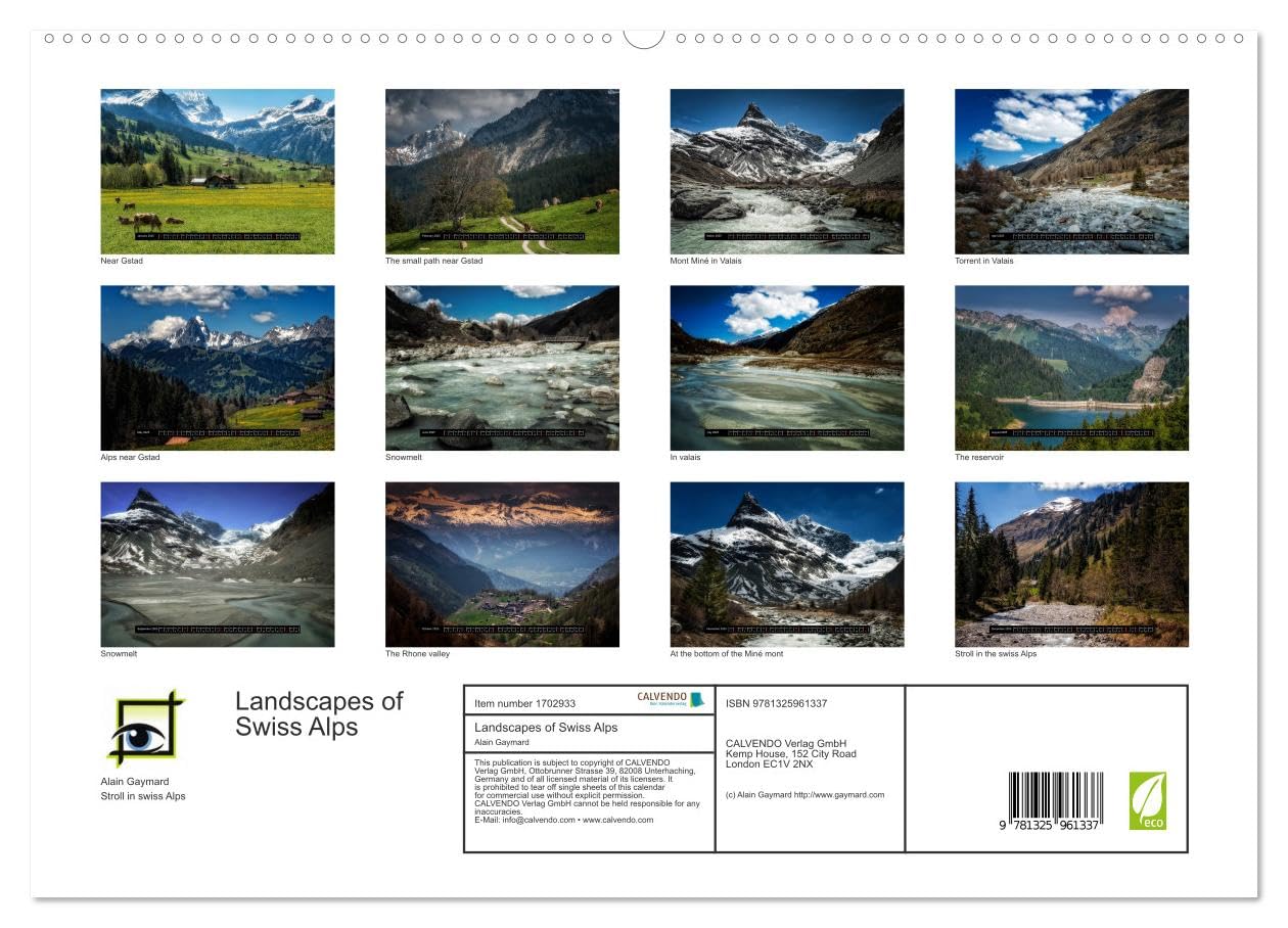 Landscapes of Swiss Alps (hochwertiger Premium Wandkalender 2025 DIN A2 quer), Kunstdruck in Hochglanz Books