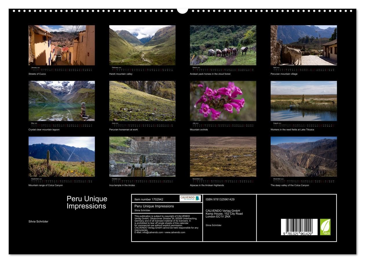 Peru Unique Impressions (hochwertiger Premium Wandkalender 2025 DIN A2 quer), Kunstdruck in Hochglanz Books