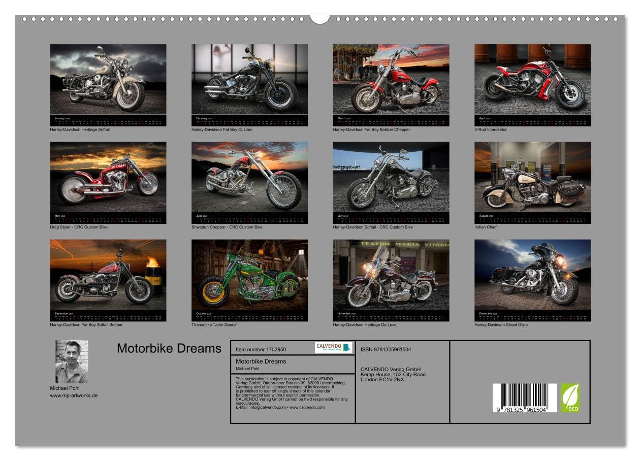 Motorbike Dreams (hochwertiger Premium Wandkalender 2025 DIN A2 quer), Kunstdruck in Hochglanz Books