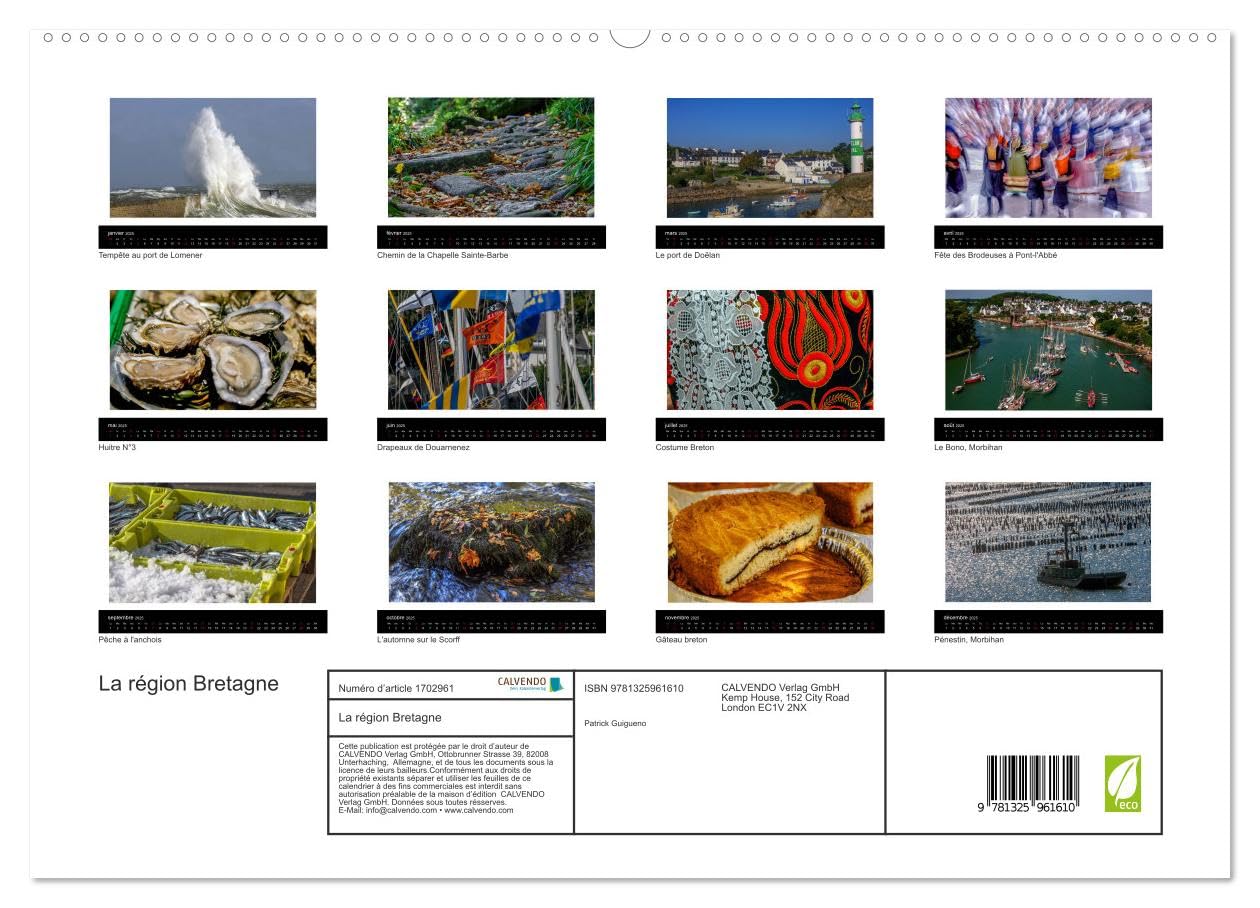 La région Bretagne (hochwertiger Premium Wandkalender 2025 DIN A2 quer), Kunstdruck in Hochglanz Books
