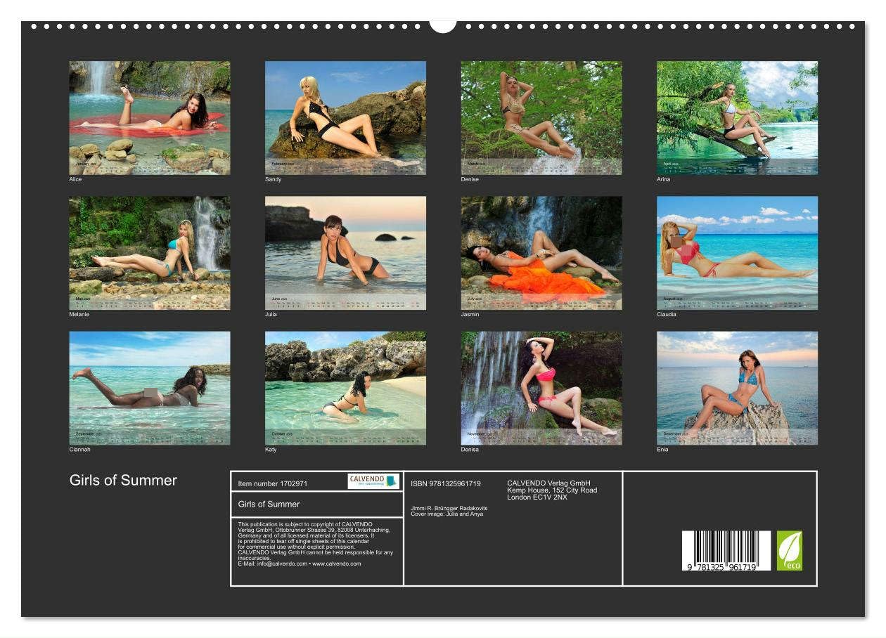 Girls of Summer (hochwertiger Premium Wandkalender 2025 DIN A2 quer), Kunstdruck in Hochglanz Books