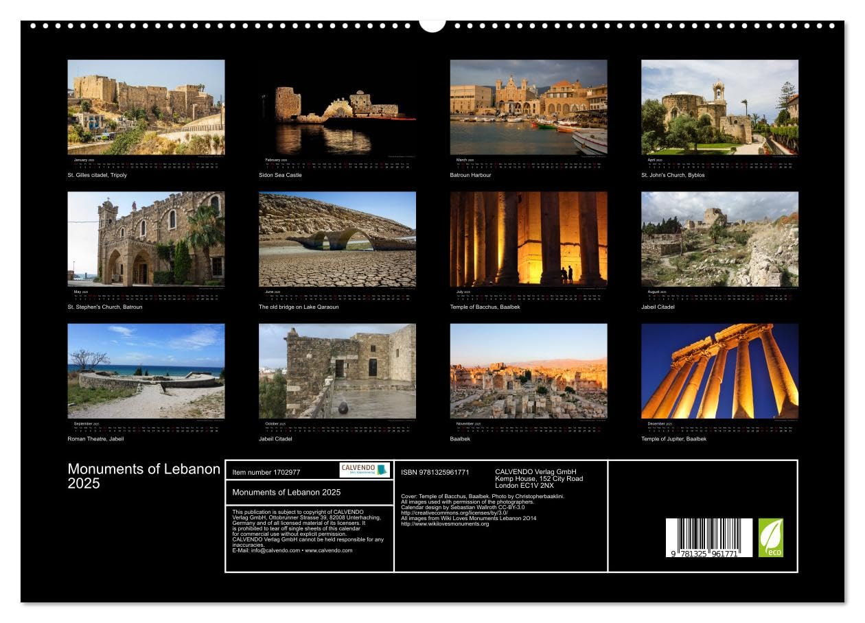 Monuments of Lebanon 2025 (hochwertiger Premium Wandkalender 2025 DIN A2 quer), Kunstdruck in Hochglanz Books