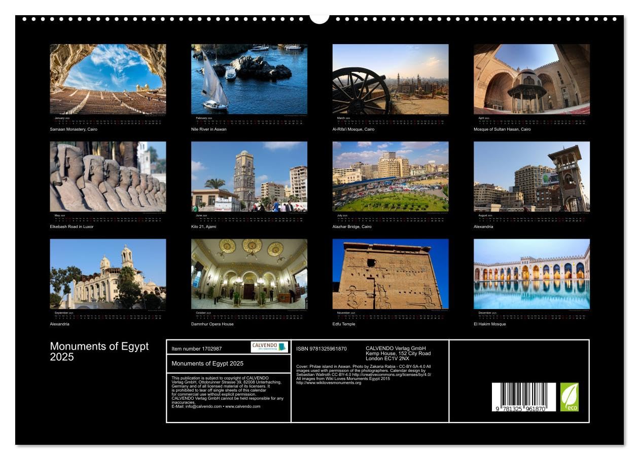 Monuments of Egypt 2025 (hochwertiger Premium Wandkalender 2025 DIN A2 quer), Kunstdruck in Hochglanz Books