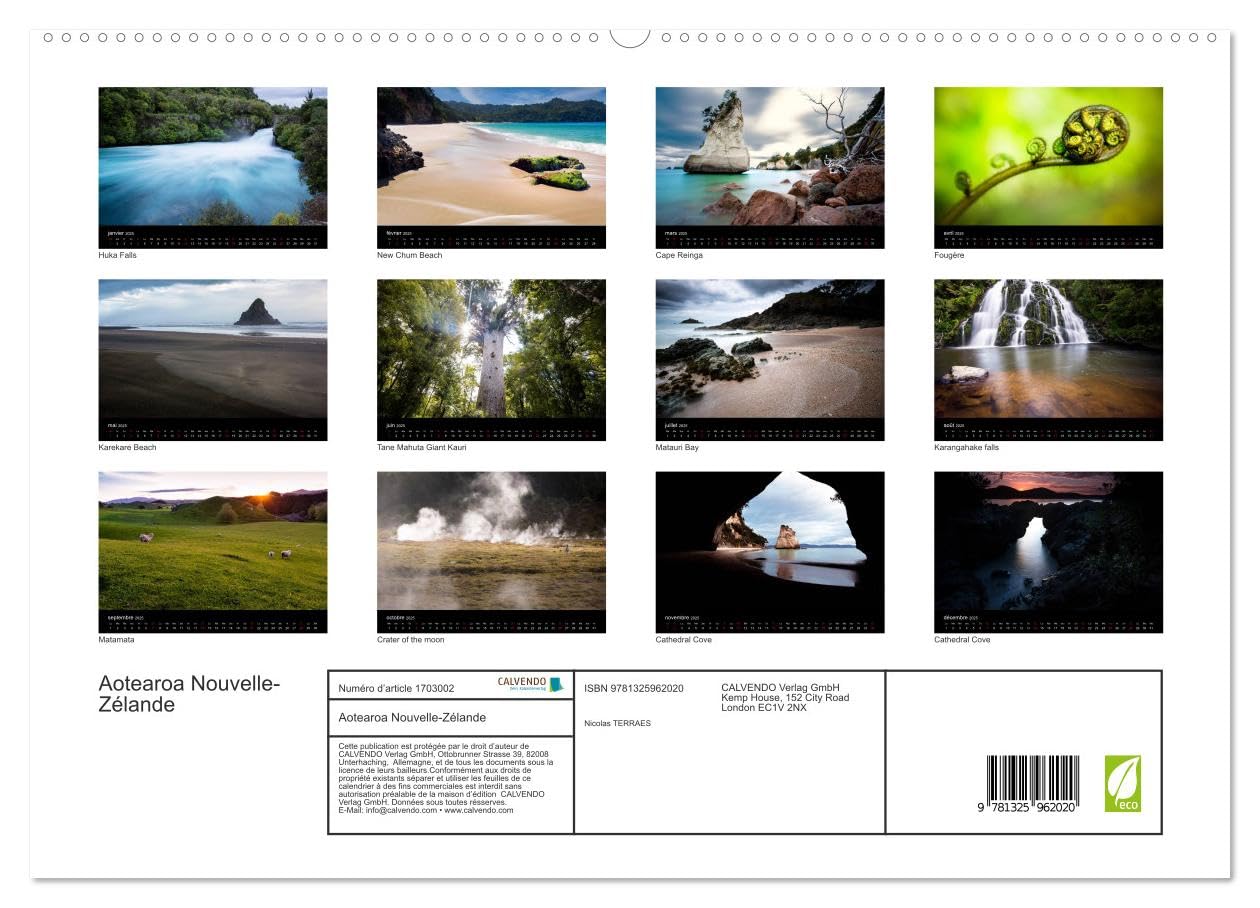 Aotearoa Nouvelle-Zélande (hochwertiger Premium Wandkalender 2025 DIN A2 quer), Kunstdruck in Hochglanz Books