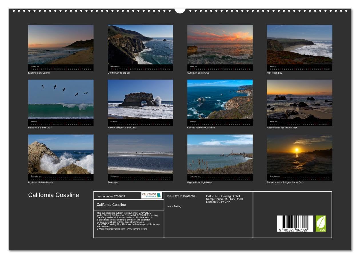 California Coasline (hochwertiger Premium Wandkalender 2025 DIN A2 quer), Kunstdruck in Hochglanz Books