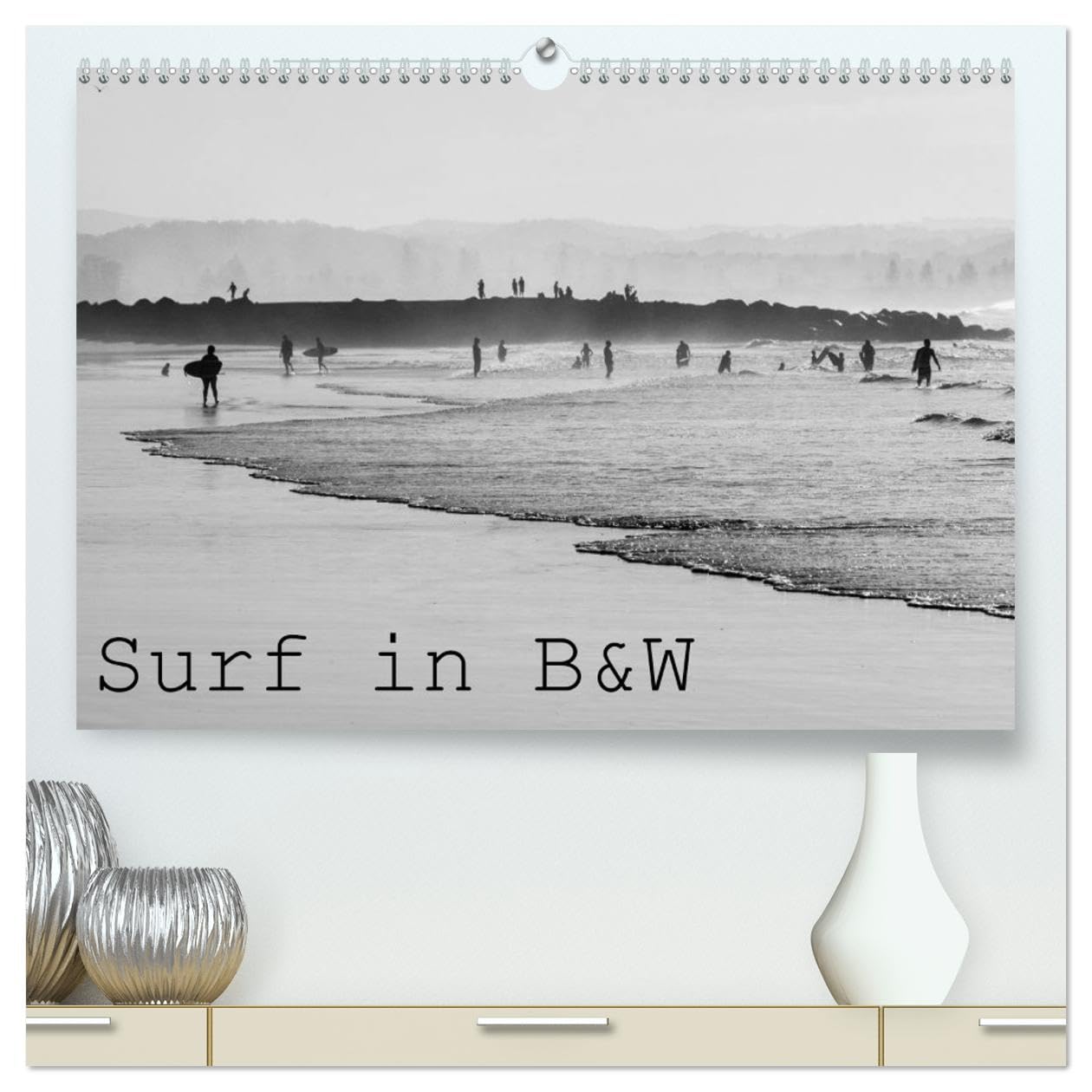 Surf in B&W (hochwertiger Premium Wandkalender 2025 DIN A2 quer), Kunstdruck in Hochglanz Books