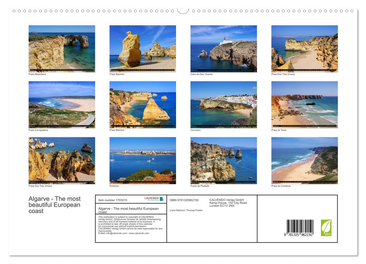 Algarve - The most beautiful European coast (hochwertiger Premium Wandkalender 2025 DIN A2 quer), Kunstdruck in Hochglanz Books