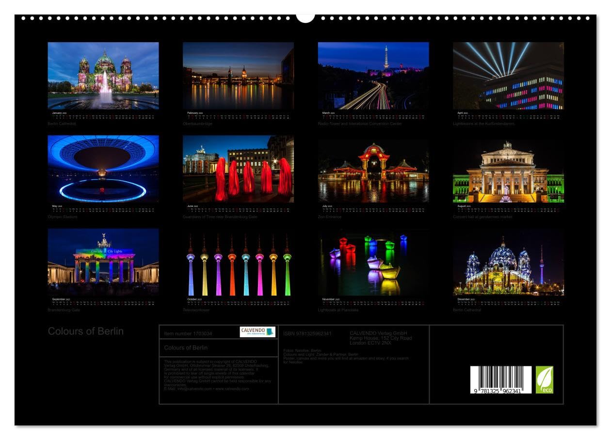 Colours of Berlin (hochwertiger Premium Wandkalender 2025 DIN A2 quer), Kunstdruck in Hochglanz Books