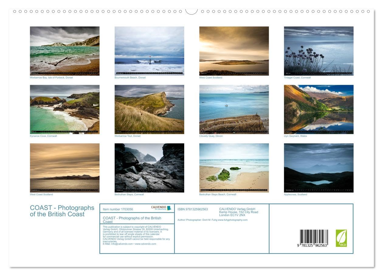COAST - Photographs of the British Coast (hochwertiger Premium Wandkalender 2025 DIN A2 quer), Kunstdruck in Hochglanz Books