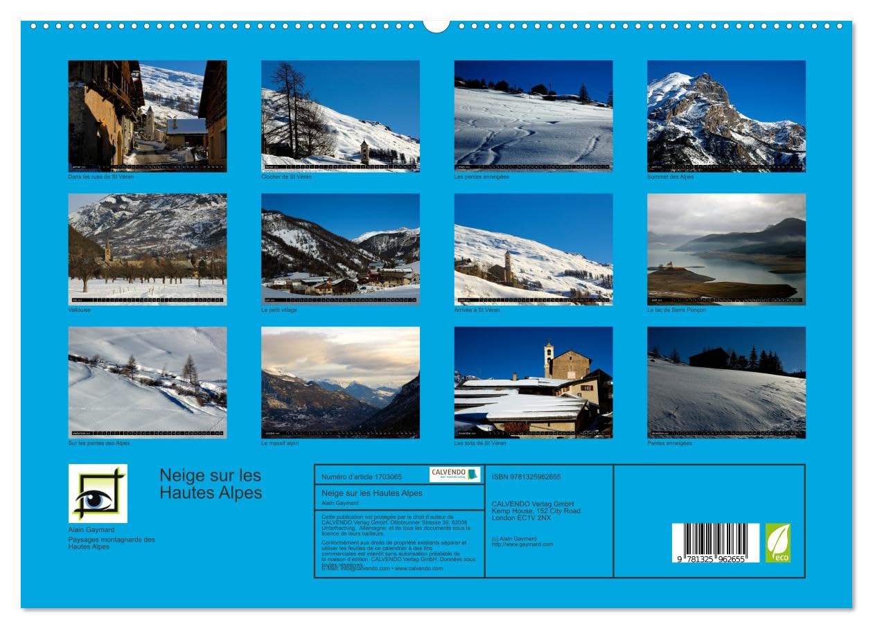 Neige sur les Hautes Alpes (hochwertiger Premium Wandkalender 2025 DIN A2 quer), Kunstdruck in Hochglanz Books