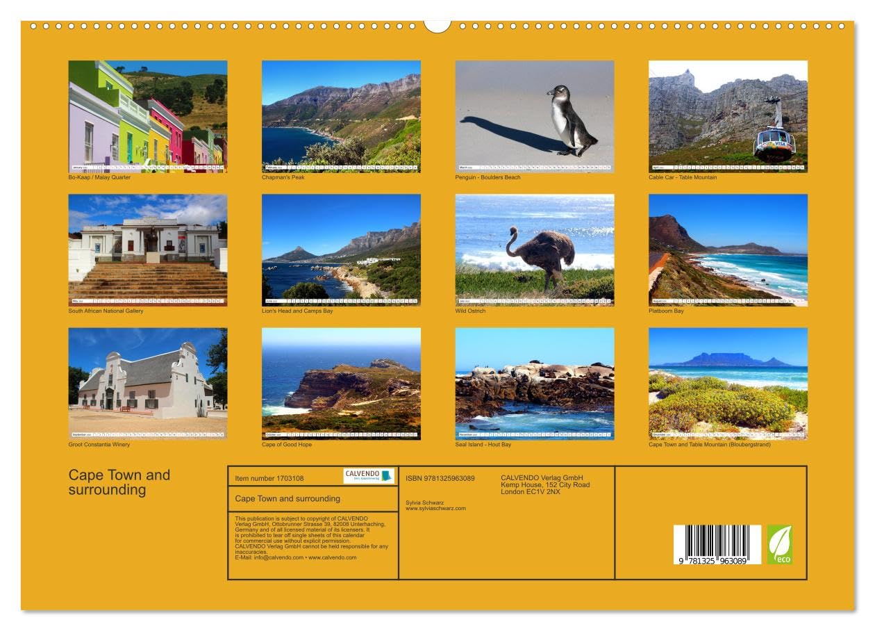 Cape Town and surrounding (hochwertiger Premium Wandkalender 2025 DIN A2 quer), Kunstdruck in Hochglanz Books