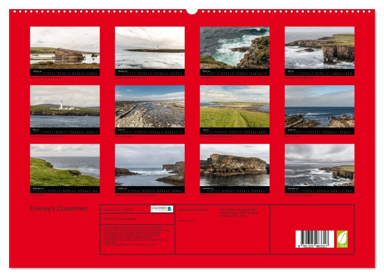 Orkney's Coastlines (hochwertiger Premium Wandkalender 2025 DIN A2 quer), Kunstdruck in Hochglanz Books