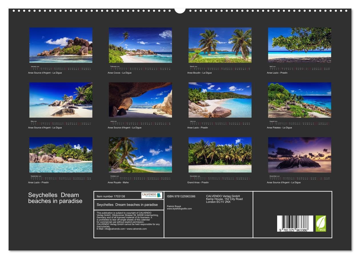 Seychelles Dream beaches in paradise (hochwertiger Premium Wandkalender 2025 DIN A2 quer), Kunstdruck in Hochglanz Books