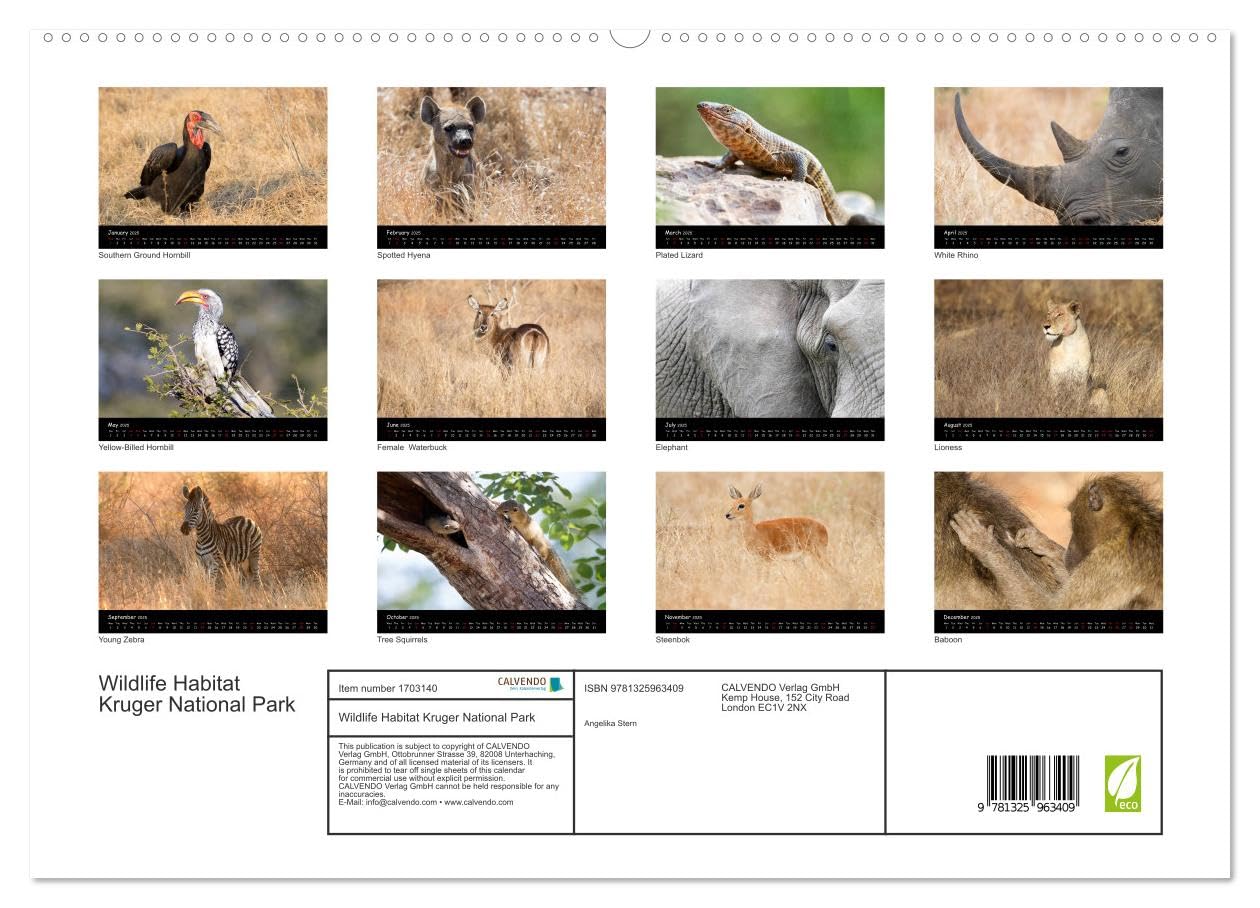 Wildlife Habitat Kruger National Park (hochwertiger Premium Wandkalender 2025 DIN A2 quer), Kunstdruck in Hochglanz Calendars
