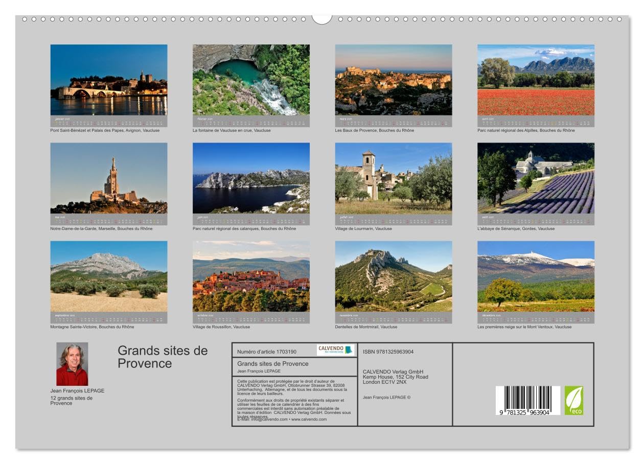 Grands sites de Provence (hochwertiger Premium Wandkalender 2025 DIN A2 quer), Kunstdruck in Hochglanz Books