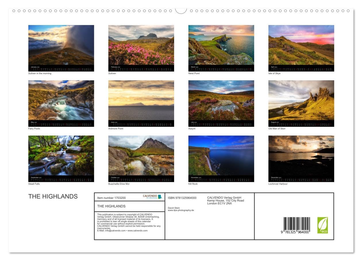 THE HIGHLANDS (hochwertiger Premium Wandkalender 2025 DIN A2 quer), Kunstdruck in Hochglanz Books