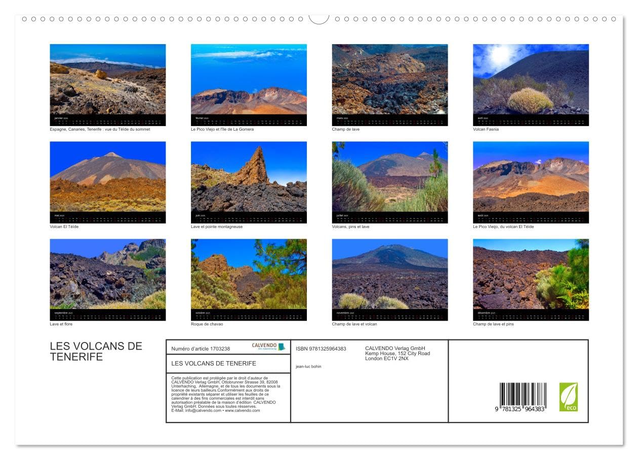 LES VOLCANS DE TENERIFE (hochwertiger Premium Wandkalender 2025 DIN A2 quer), Kunstdruck in Hochglanz Books