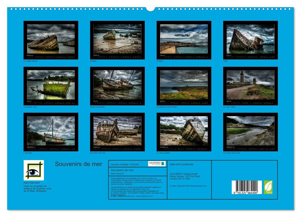 Souvenirs de mer (hochwertiger Premium Wandkalender 2025 DIN A2 quer), Kunstdruck in Hochglanz Books