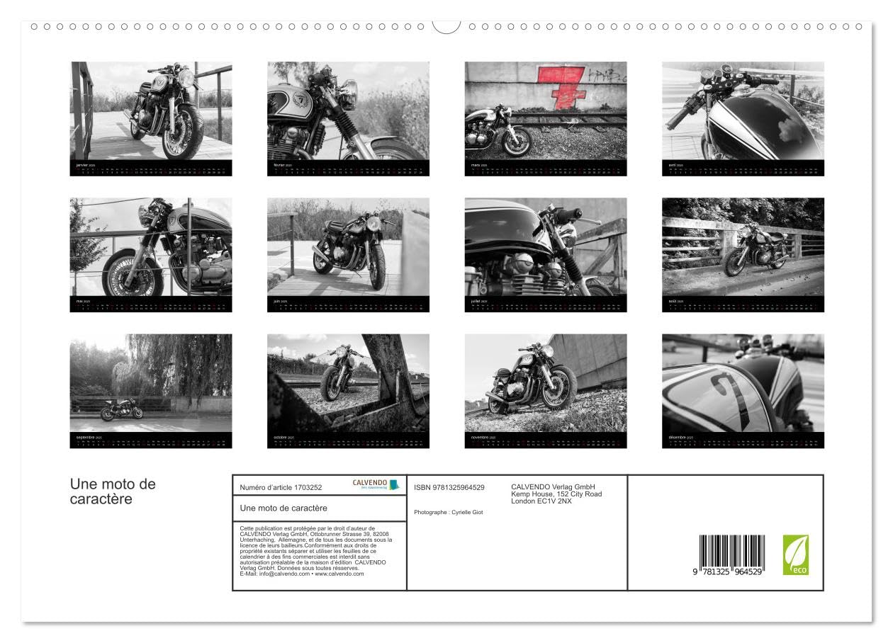 Une moto de caractère (hochwertiger Premium Wandkalender 2025 DIN A2 quer), Kunstdruck in Hochglanz Books