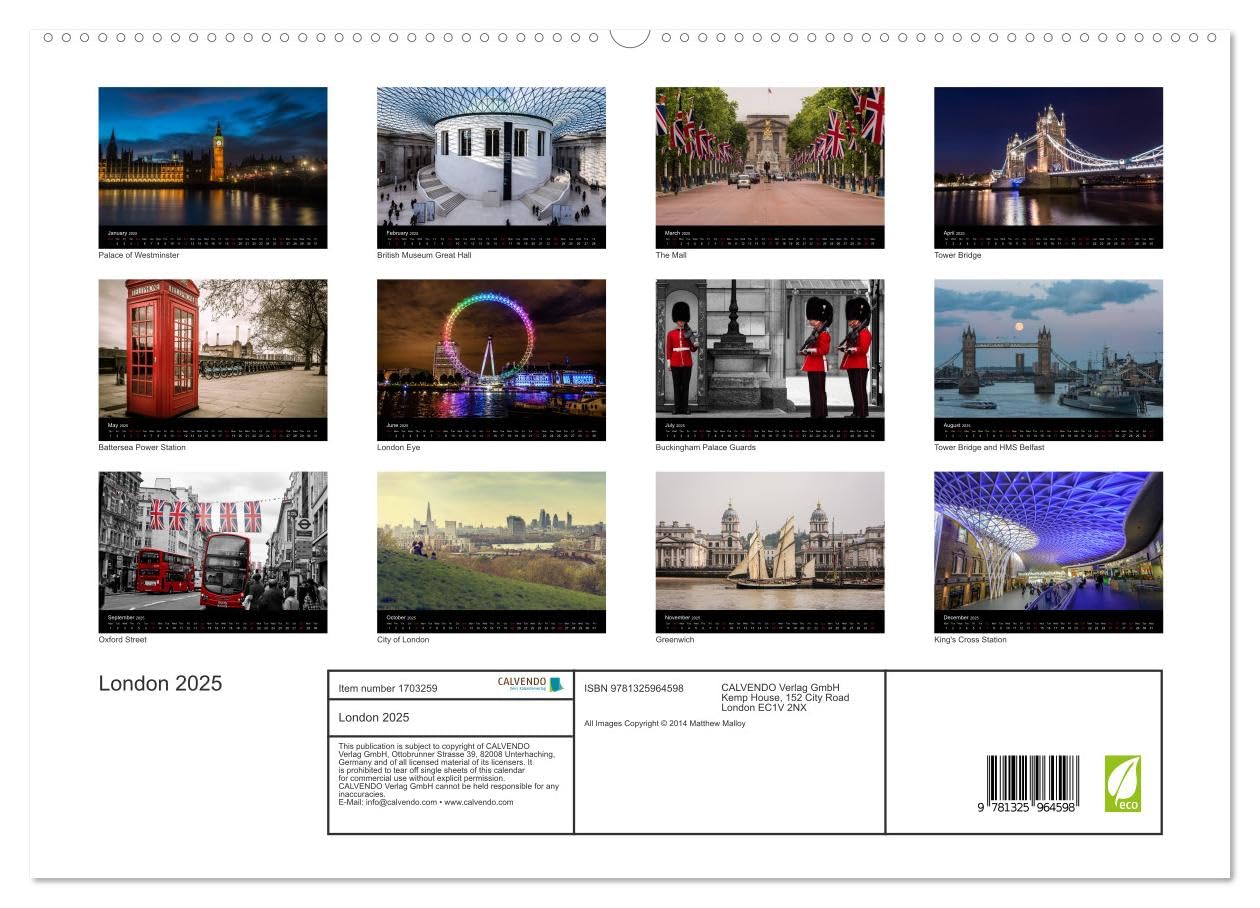 London 2025 (hochwertiger Premium Wandkalender 2025 DIN A2 quer), Kunstdruck in Hochglanz Books