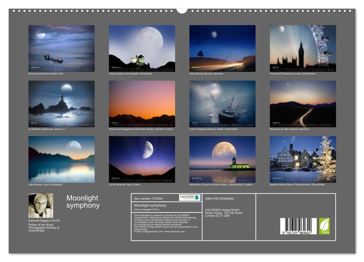 Moonlight symphony (hochwertiger Premium Wandkalender 2025 DIN A2 quer), Kunstdruck in Hochglanz Books