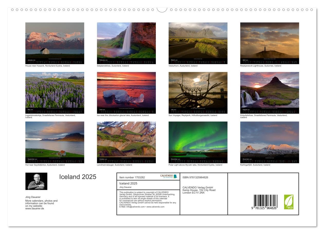 Iceland 2025 (hochwertiger Premium Wandkalender 2025 DIN A2 quer), Kunstdruck in Hochglanz Books