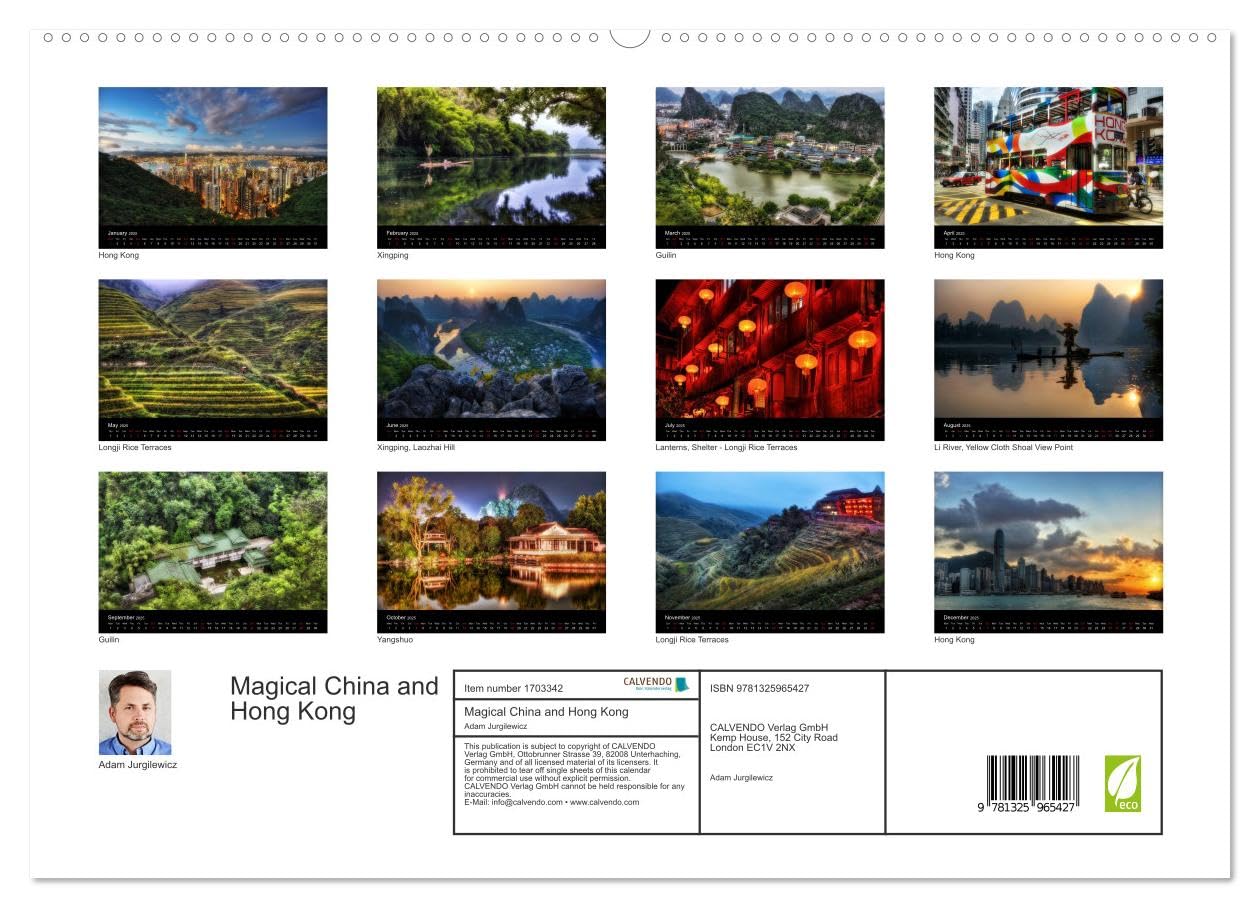 Magical China and Hong Kong (hochwertiger Premium Wandkalender 2025 DIN A2 quer), Kunstdruck in Hochglanz Books