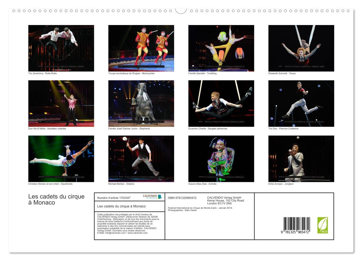 Les cadets du cirque à Monaco (hochwertiger Premium Wandkalender 2025 DIN A2 quer), Kunstdruck in Hochglanz Books