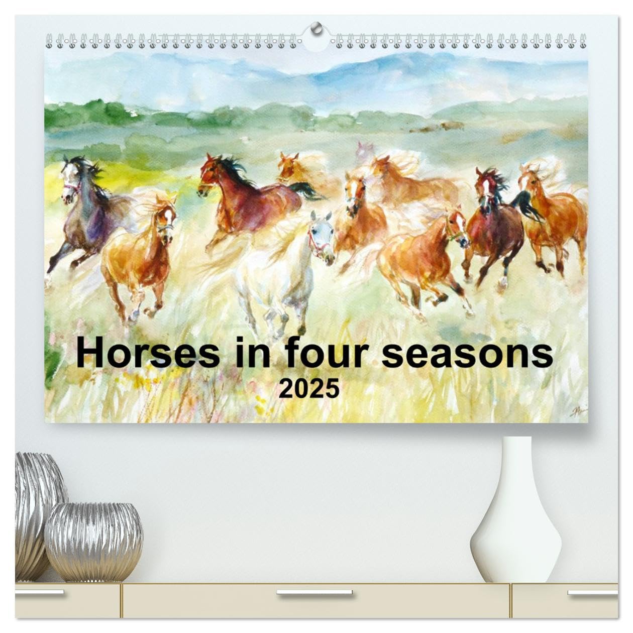 Horses in four seasons 2025 (hochwertiger Premium Wandkalender 2025 DIN A2 quer), Kunstdruck in Hochglanz Books