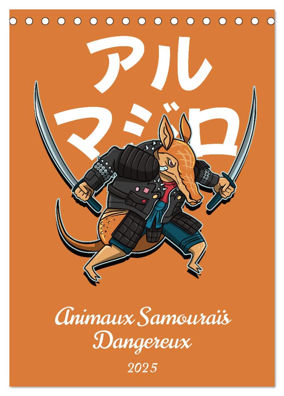 Animaux Samouraïs Dangereux (Tischkalender 2025 DIN A5 hoch), CALVENDO Monatskalender Leisure & Fun