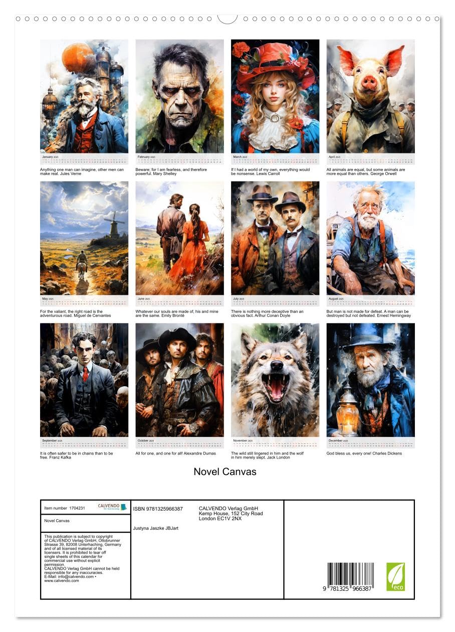 Novel Canvas (hochwertiger Premium Wandkalender 2025 DIN A2 hoch), Kunstdruck in Hochglanz Calendars