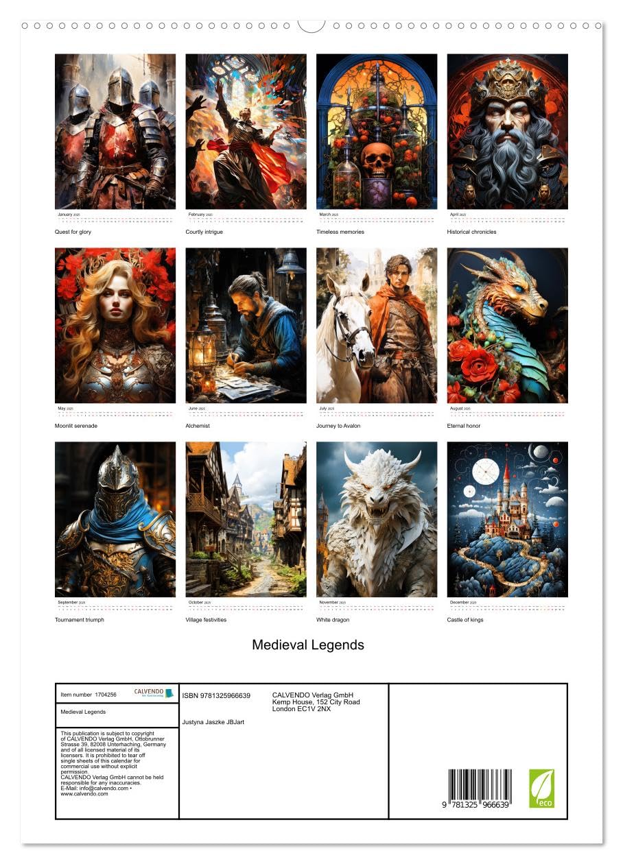 Medieval Legends (hochwertiger Premium Wandkalender 2025 DIN A2 hoch), Kunstdruck in Hochglanz Calendars