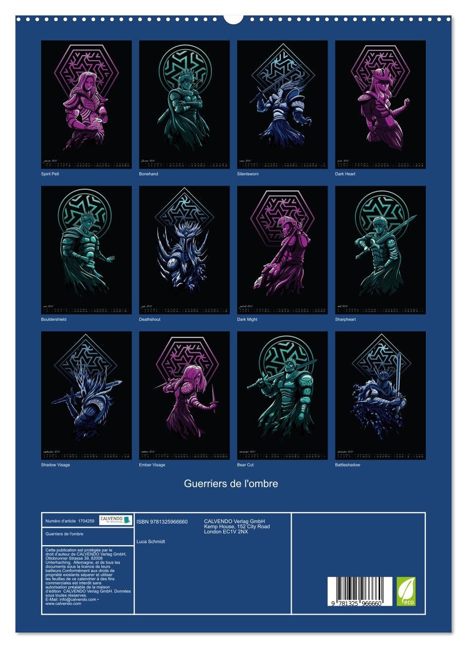 Guerriers de l'ombre (hochwertiger Premium Wandkalender 2025 DIN A2 hoch), Kunstdruck in Hochglanz Books