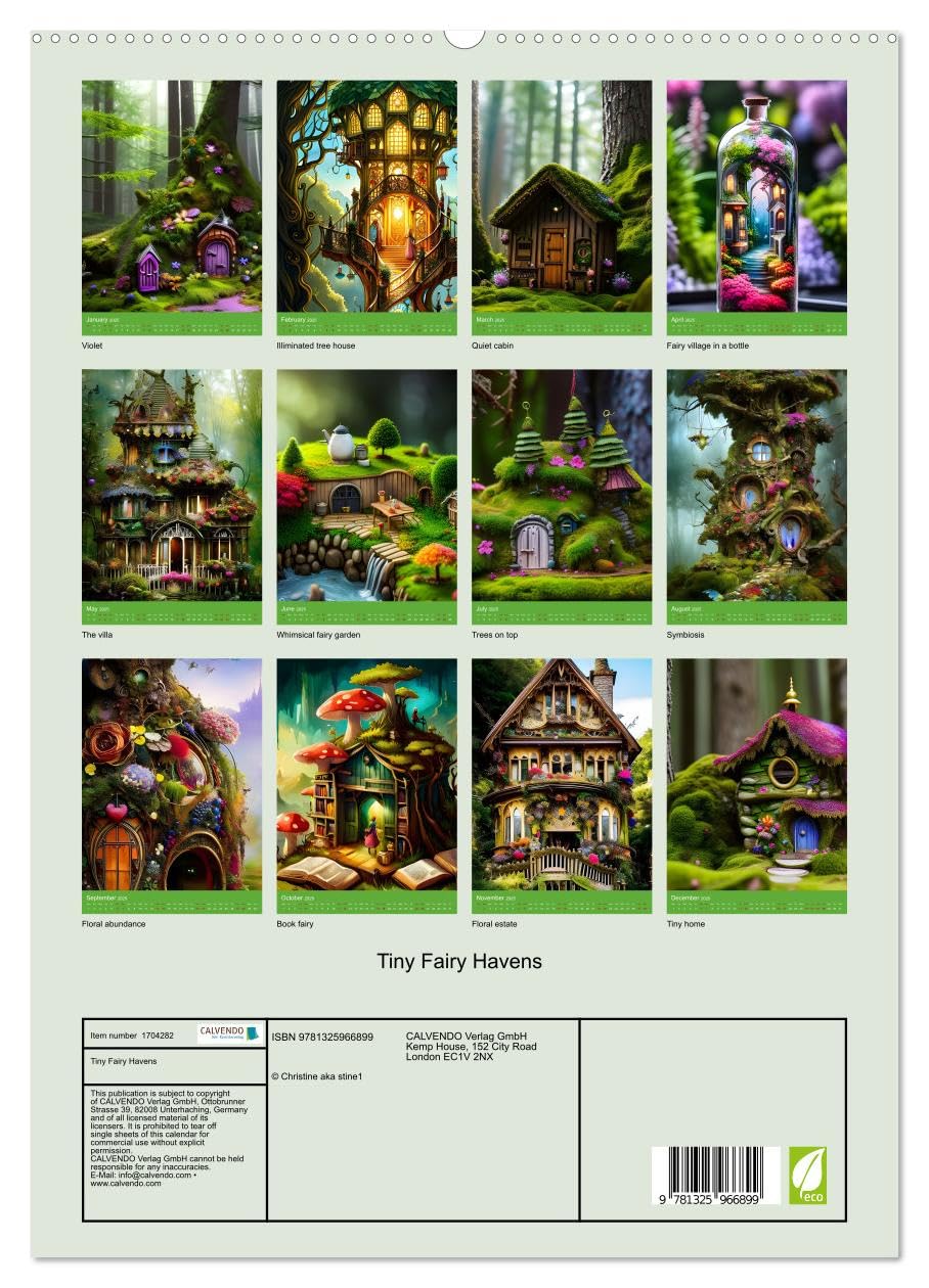 Tiny Fairy Havens (hochwertiger Premium Wandkalender 2025 DIN A2 hoch), Kunstdruck in Hochglanz Books