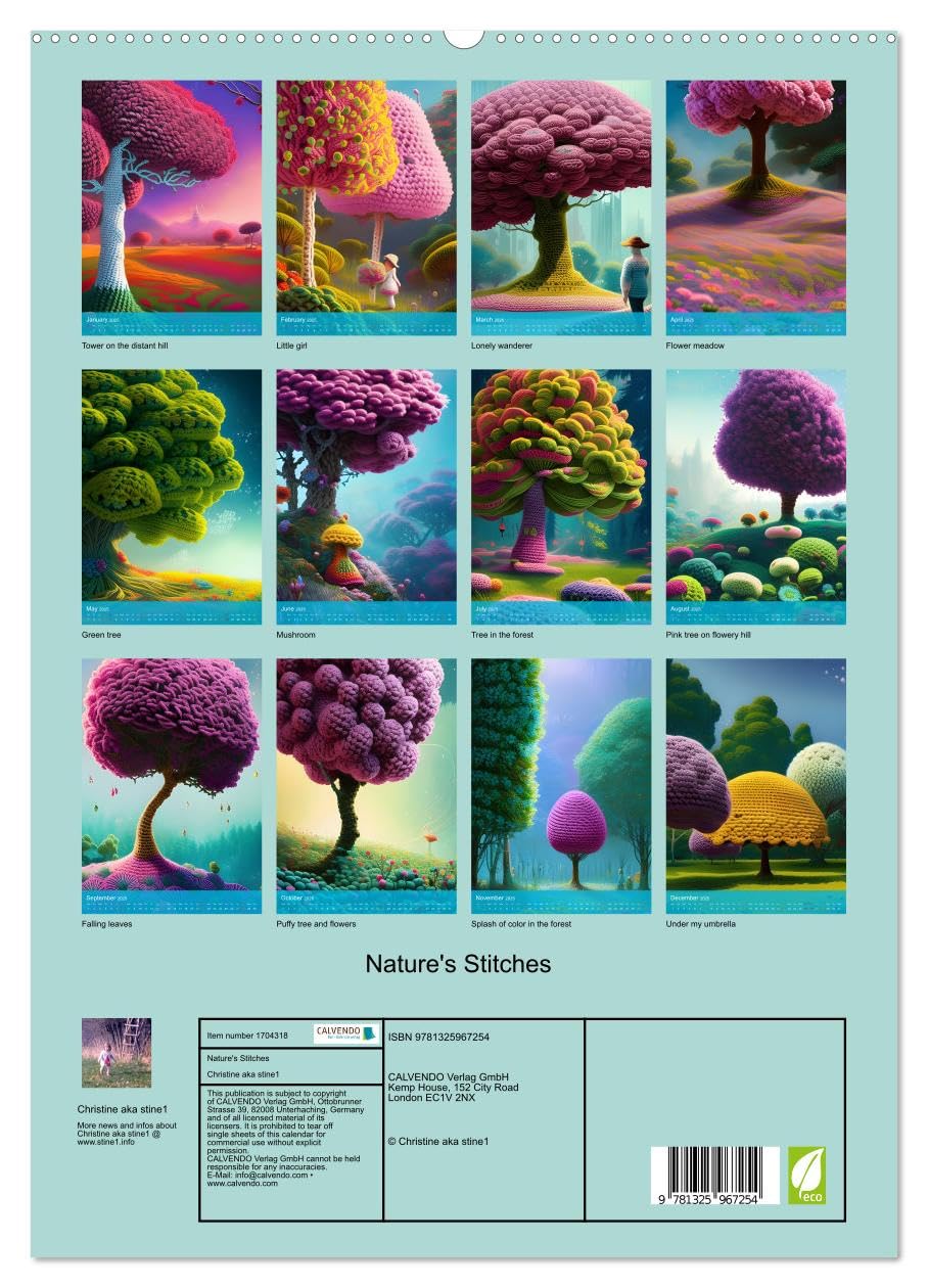 Nature's Stitches (hochwertiger Premium Wandkalender 2025 DIN A2 hoch), Kunstdruck in Hochglanz Books