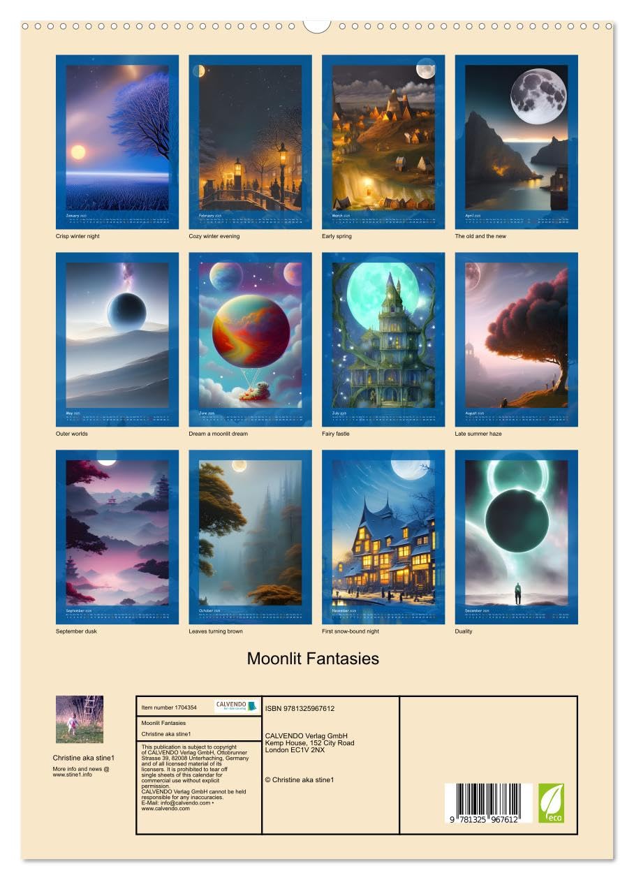 Moonlit Fantasies (hochwertiger Premium Wandkalender 2025 DIN A2 hoch), Kunstdruck in Hochglanz Books