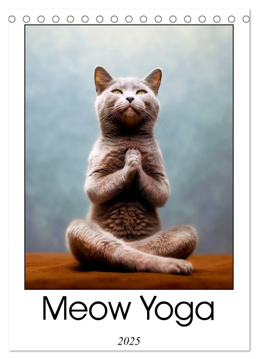 Meow Yoga (Tischkalender 2025 DIN A5 hoch), CALVENDO Monatskalender Health, Nutrition & Fitness