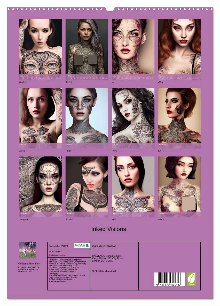 Inked Visions (hochwertiger Premium Wandkalender 2025 DIN A2 hoch), Kunstdruck in Hochglanz Books