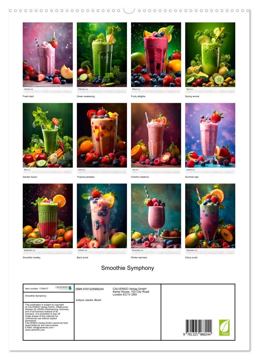 Smoothie Symphony (hochwertiger Premium Wandkalender 2025 DIN A2 hoch), Kunstdruck in Hochglanz Health, Nutrition & Fitness