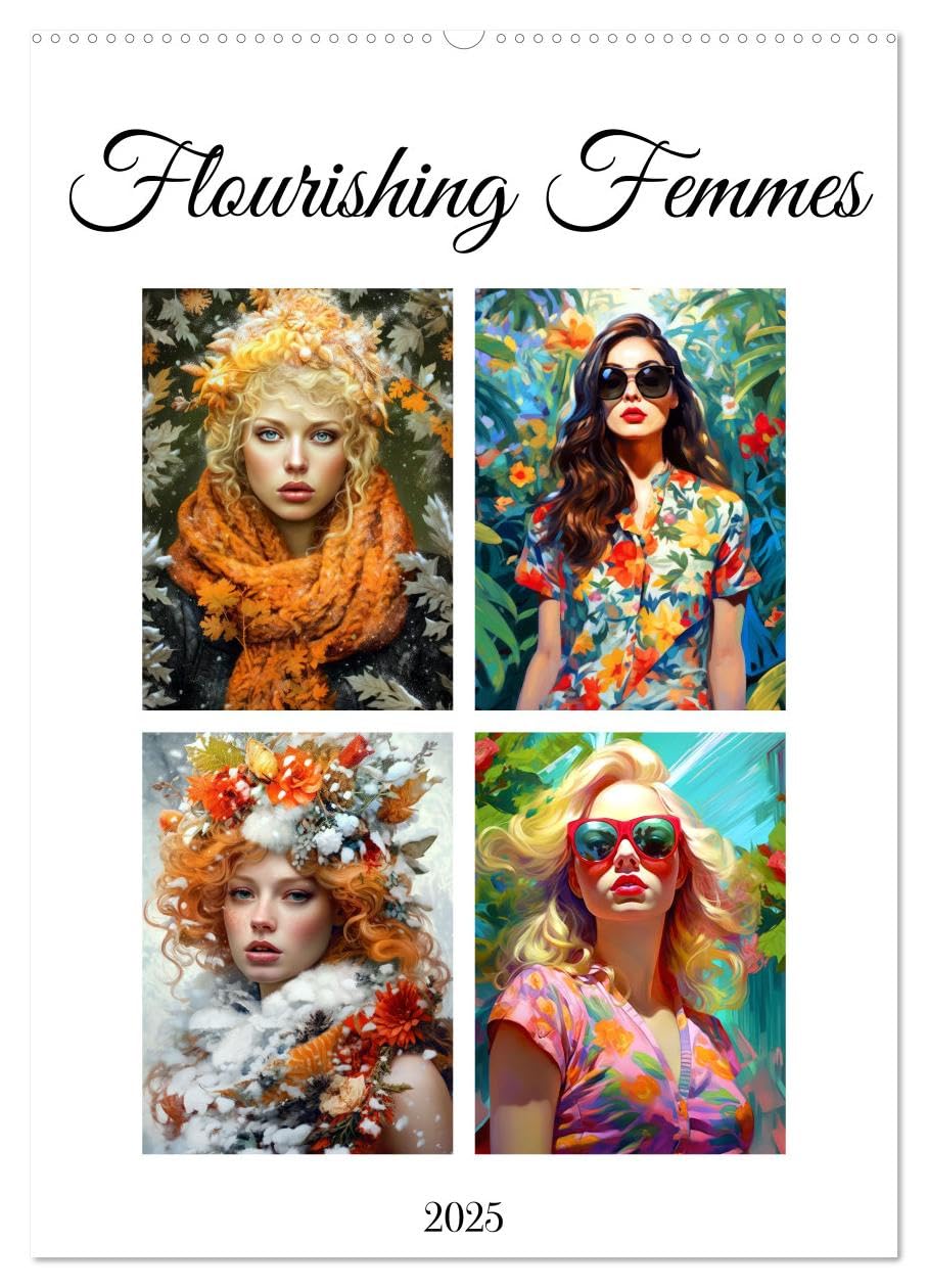Flourishing Femmes (Wandkalender 2025 DIN A2 hoch), CALVENDO Monatskalender Books