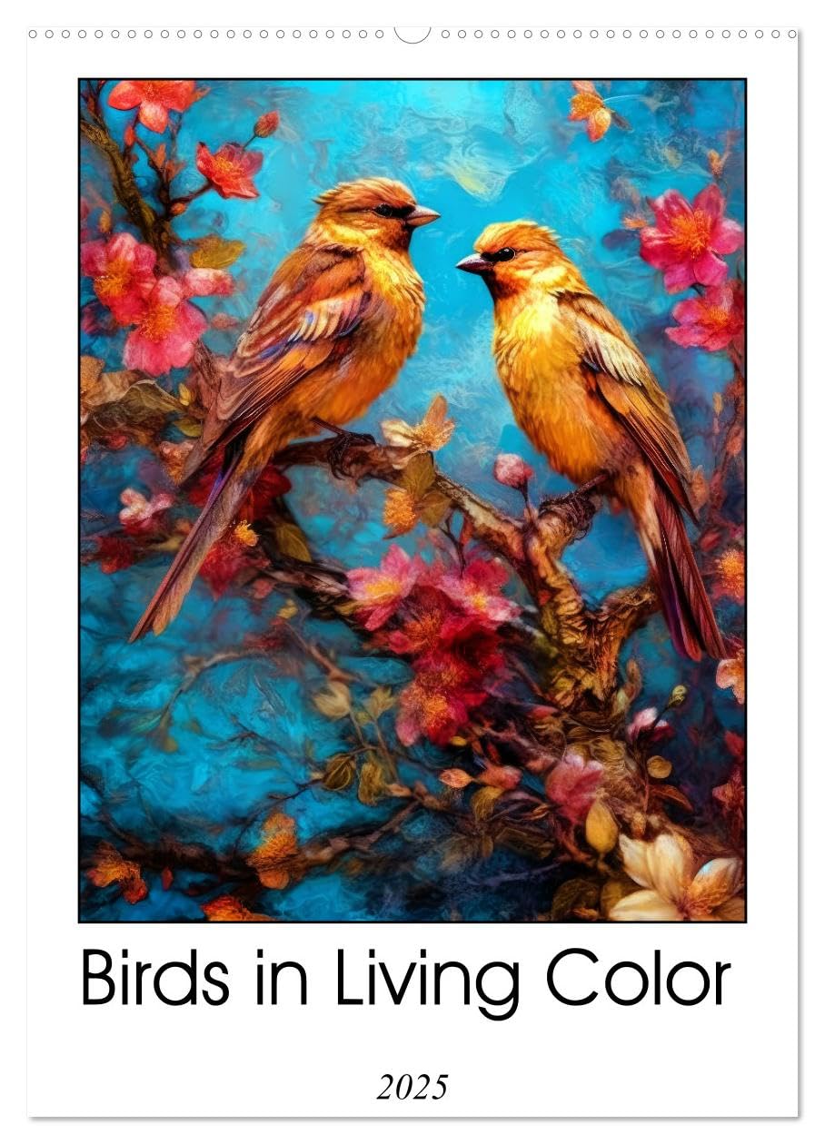 Birds in Living Color (Wandkalender 2025 DIN A2 hoch), CALVENDO Monatskalender Books