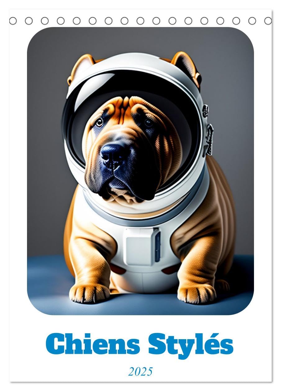 Chiens stylés (Tischkalender 2025 DIN A5 hoch), CALVENDO Monatskalender Calendars