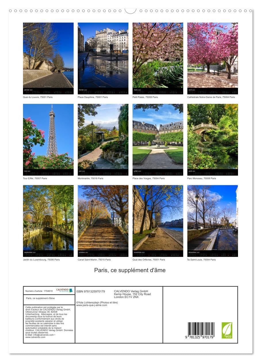 Paris, ce supplément d'âme (hochwertiger Premium Wandkalender 2025 DIN A2 hoch), Kunstdruck in Hochglanz Books