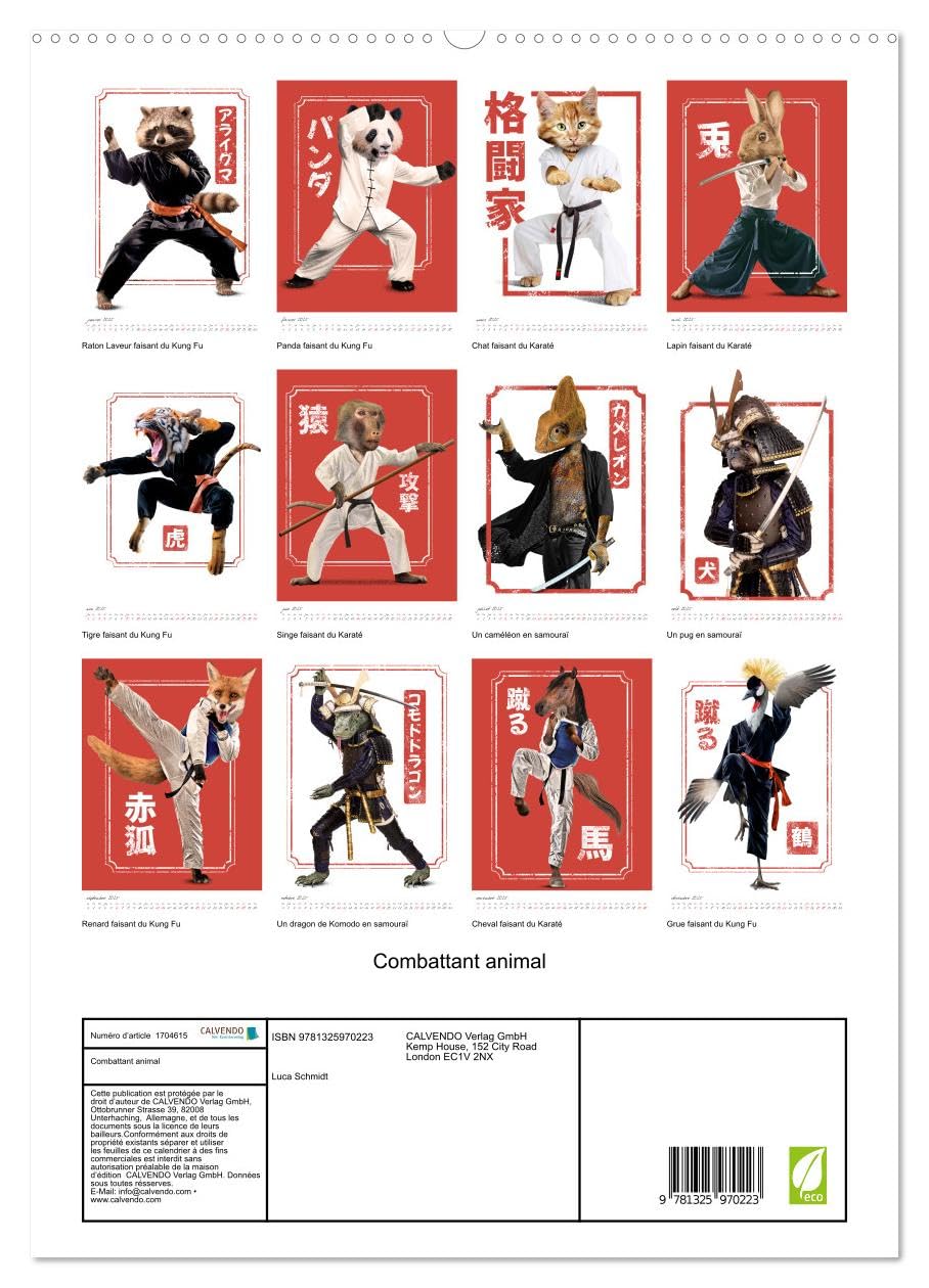 Combattant animal (hochwertiger Premium Wandkalender 2025 DIN A2 hoch), Kunstdruck in Hochglanz Calendars