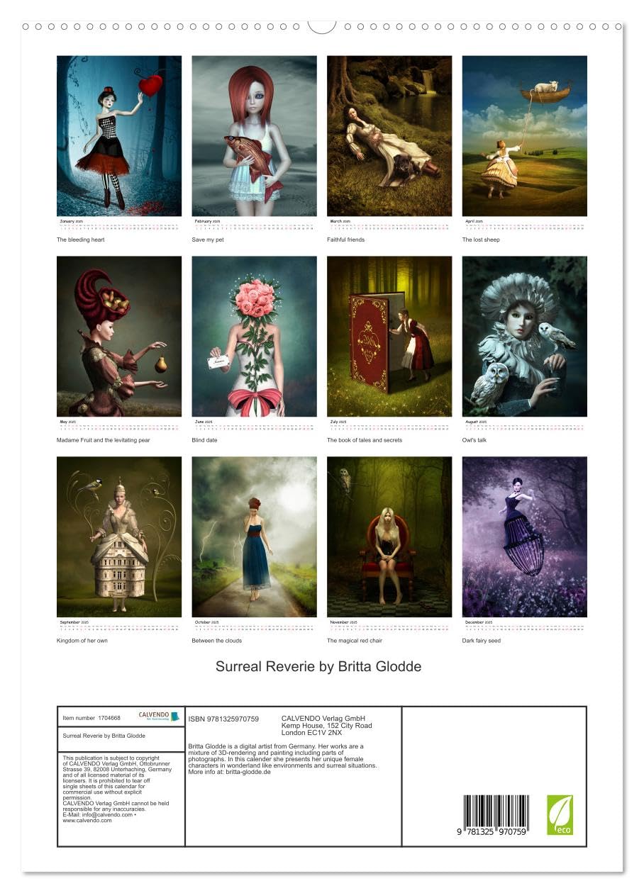 Surreal Reverie by Britta Glodde (hochwertiger Premium Wandkalender 2025 DIN A2 hoch), Kunstdruck in Hochglanz Books